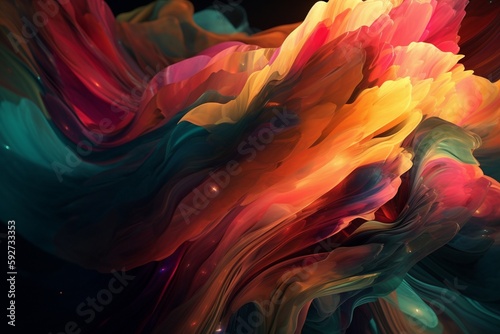 A colorful abstract design with swirling shapes and colors, Generative AI