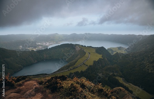 View of Sete Cidades in Sao Miguel  the Azores