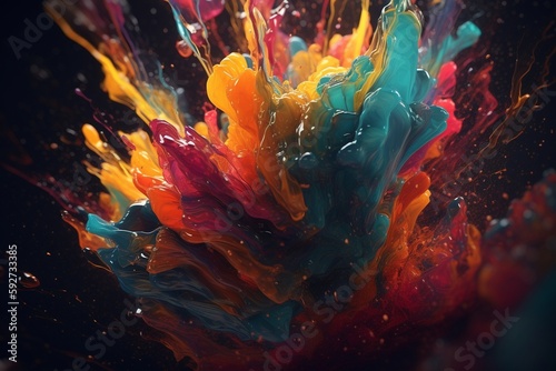 A colorful abstract design with swirling shapes and colors, Generative AI © FRANCISCO