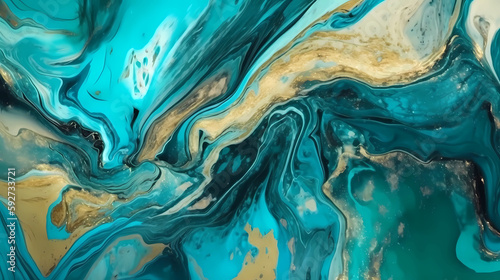 Amazing teal and golden marble texture