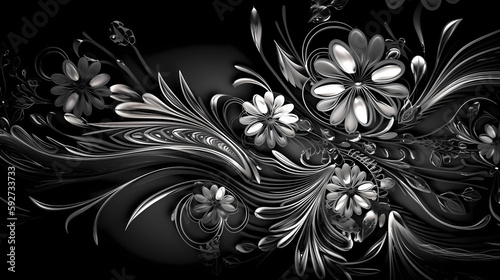 Beautiful black and white floral wallpaper