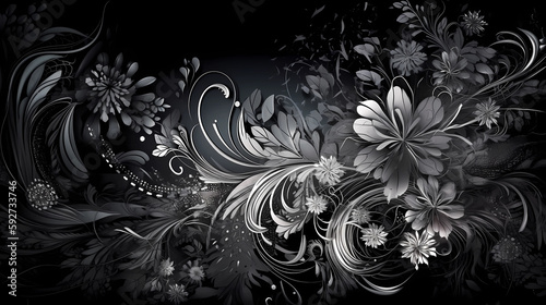 Beautiful black and white floral wallpaper