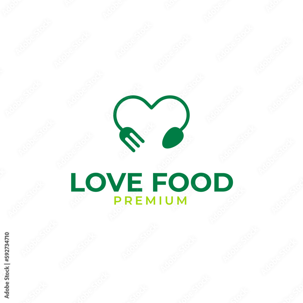 Vector fork and spoon with love logo design illustration idea Vector fork and spoon with love logo design illustration idea