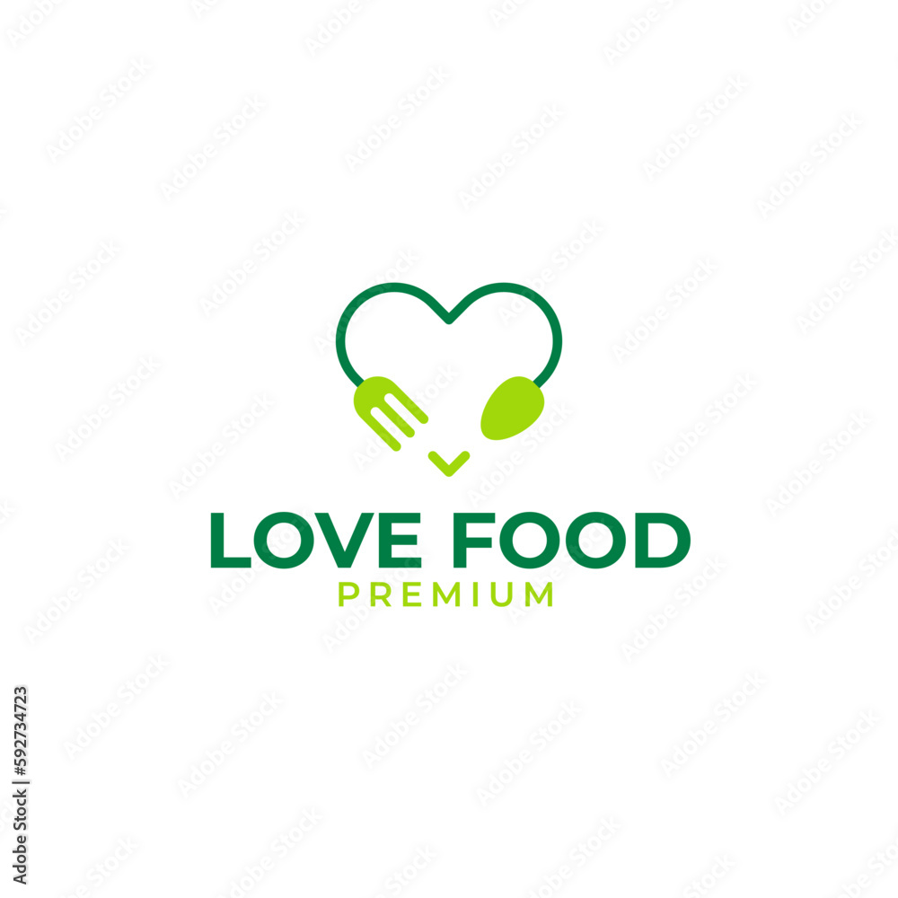 Vector fork and spoon with love logo design illustration idea Vector fork and spoon with love logo design illustration idea