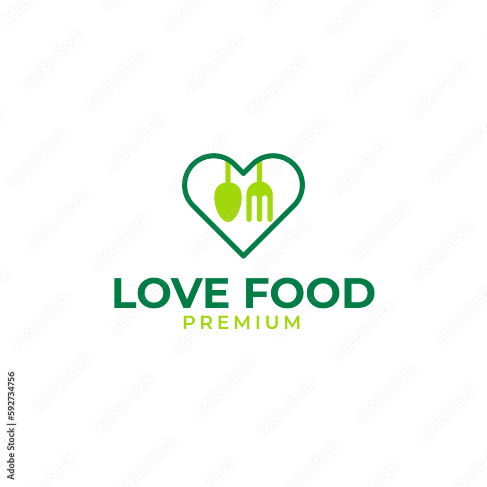 Vector fork and spoon with love logo design illustration idea Vector fork and spoon with love logo design illustration idea