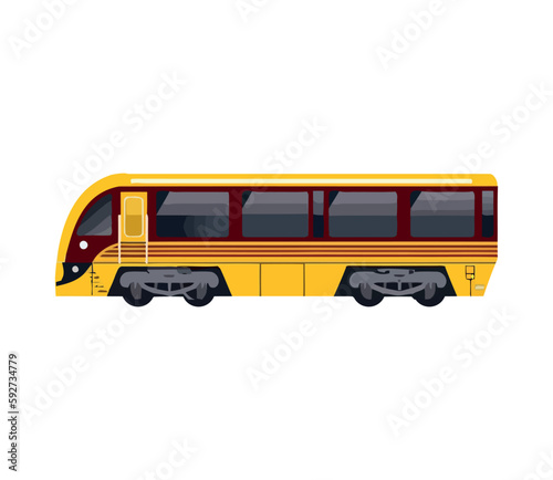 A yellow train speeding