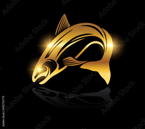 Golden Fish Logo Vector Icon