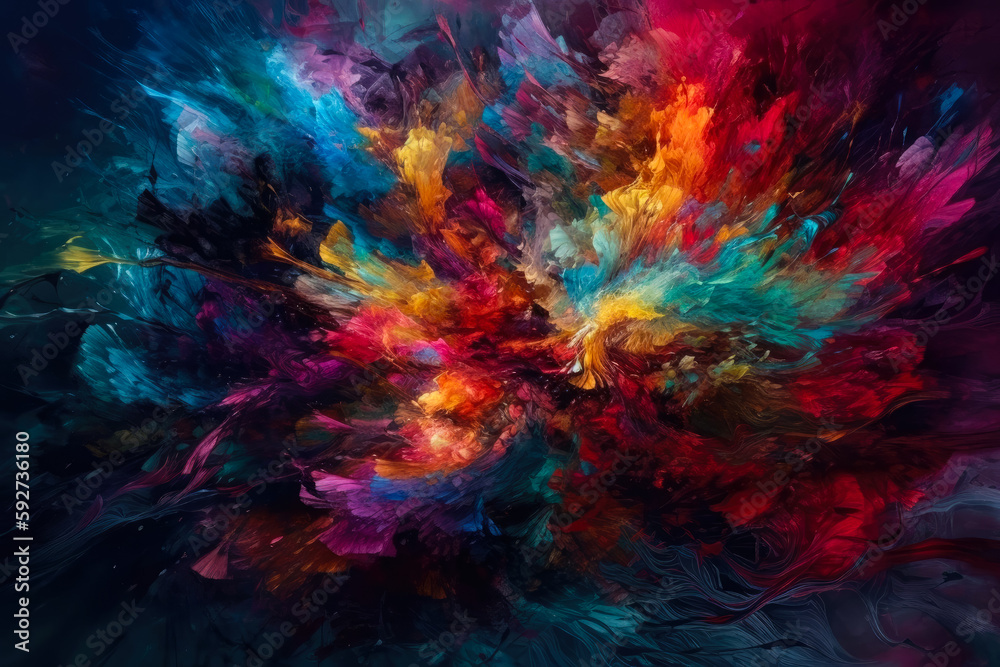 A multicolour abstract painting illustration. Created with Generative AI.