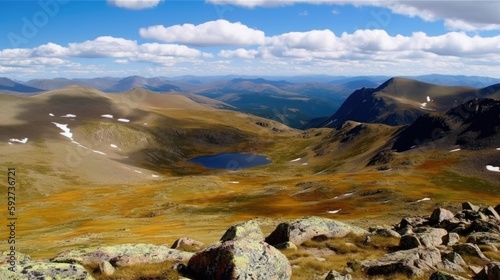 Beautiful landscape of the high-altitude plateau, Generative AI © Juho