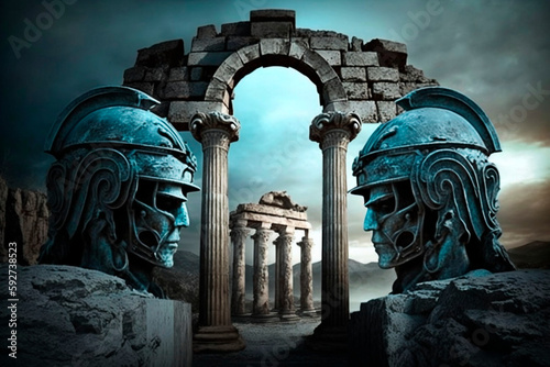 Atlantis. Ancient city. Ancient civilization. AI generation photo