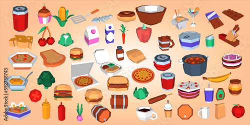 Ultimate low-poly fast food pack collection two