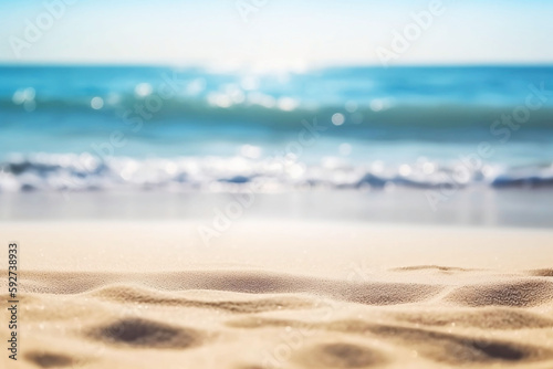 Blurred Seascape Background with Beach and Sky Landscape © Thares2020