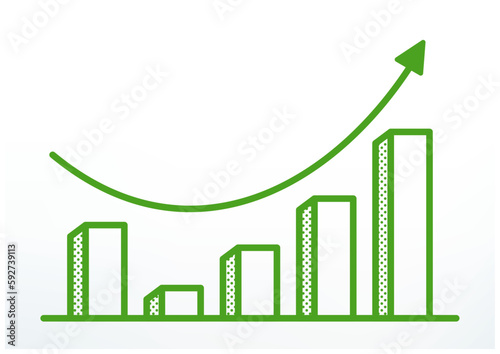 V時回復の上昇グラフ。回復、成長、増大、棒グラフ