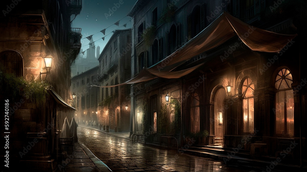 dark street at night Venice lamps dark street at night Venice lamps