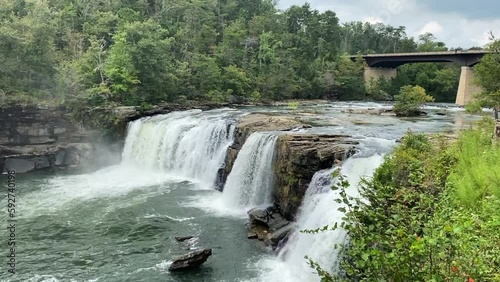 Little River Canyon National Preserve on top of Lookout Mountain near Fort Payne, Alabama, protects nation's longest mountaintop river. Little River Falls overlook. 