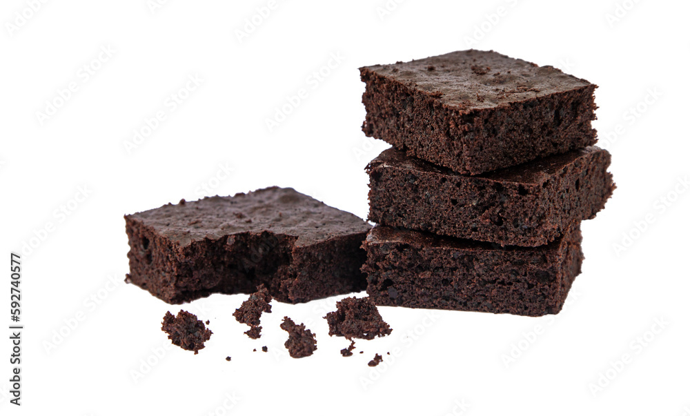 brownie isolate on white background. Selective focus. Food. - obrazy, fototapety, plakaty 