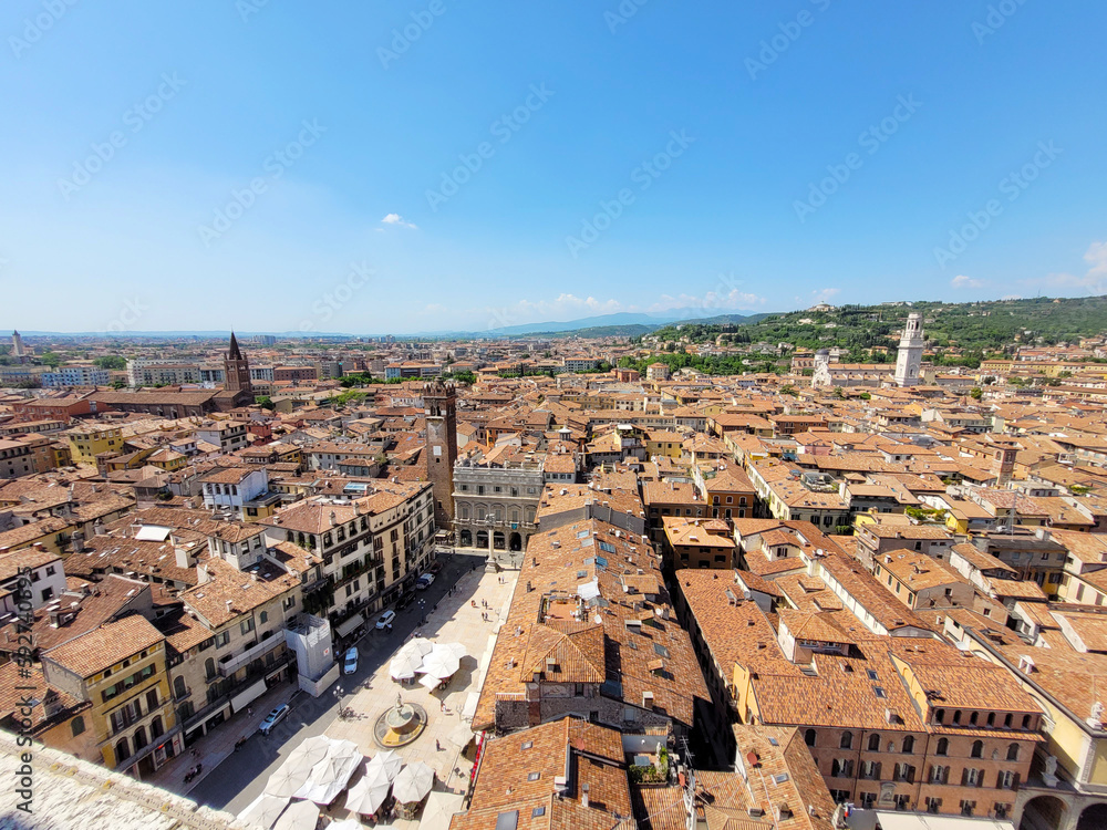 Panorama of the city of Verona (Italy) taken from Torre dei Lamberti