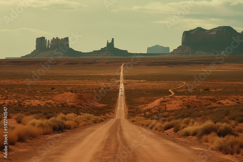 road in the desert created with Generative AI technology