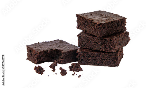 brownie isolate on white background. Selective focus. Food.