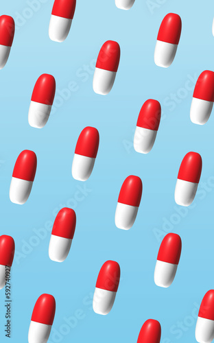 3d  render of pills pattern. Health care background