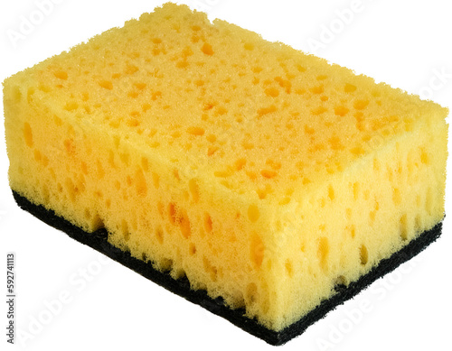 Non-scratch cleaning yellow scrub sponges- scrubbing sponge. for washing kitchen,dishes, bathroom. isolated on a transparent background photo