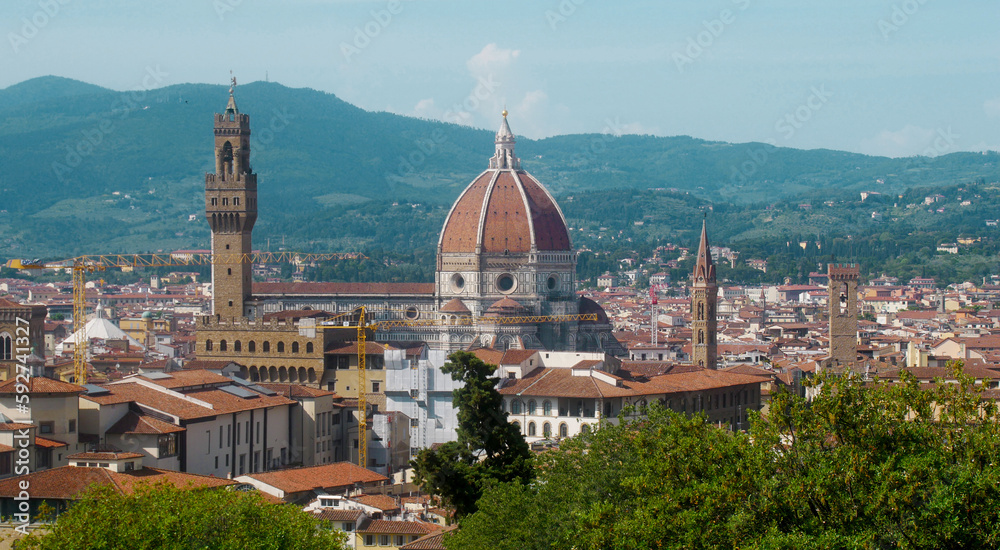 View of Florence Cathedral and olt town, Italy