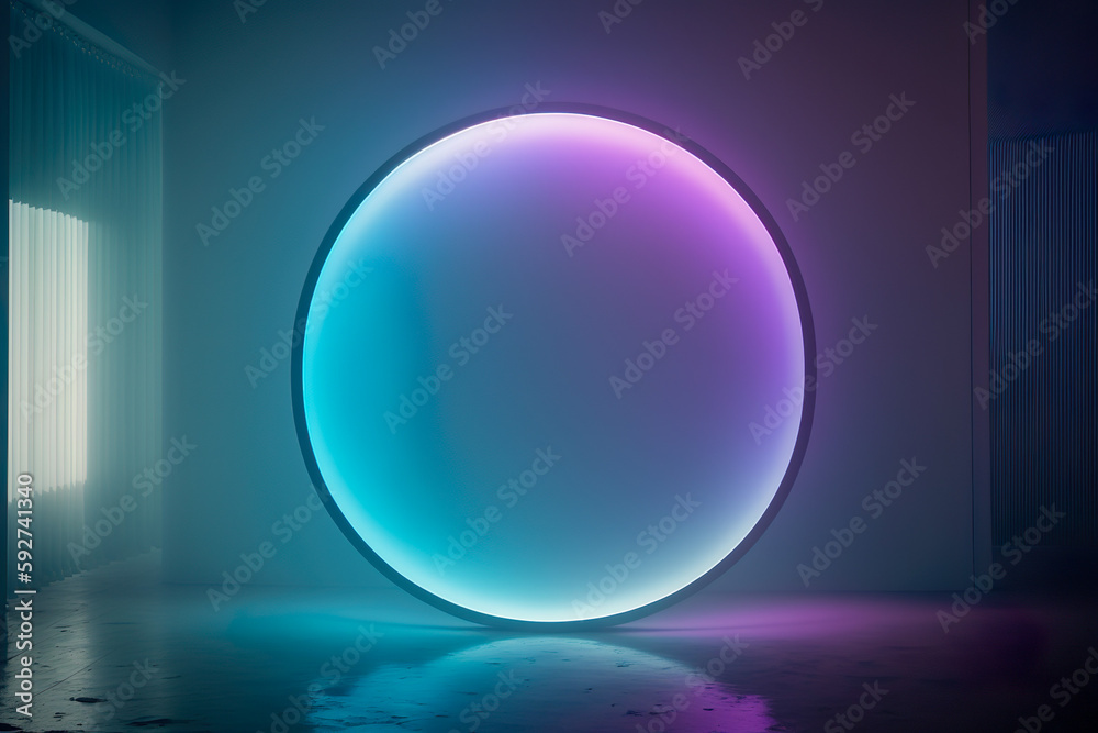 Abstract Circular Glass Panel Frame Background - Generative AI