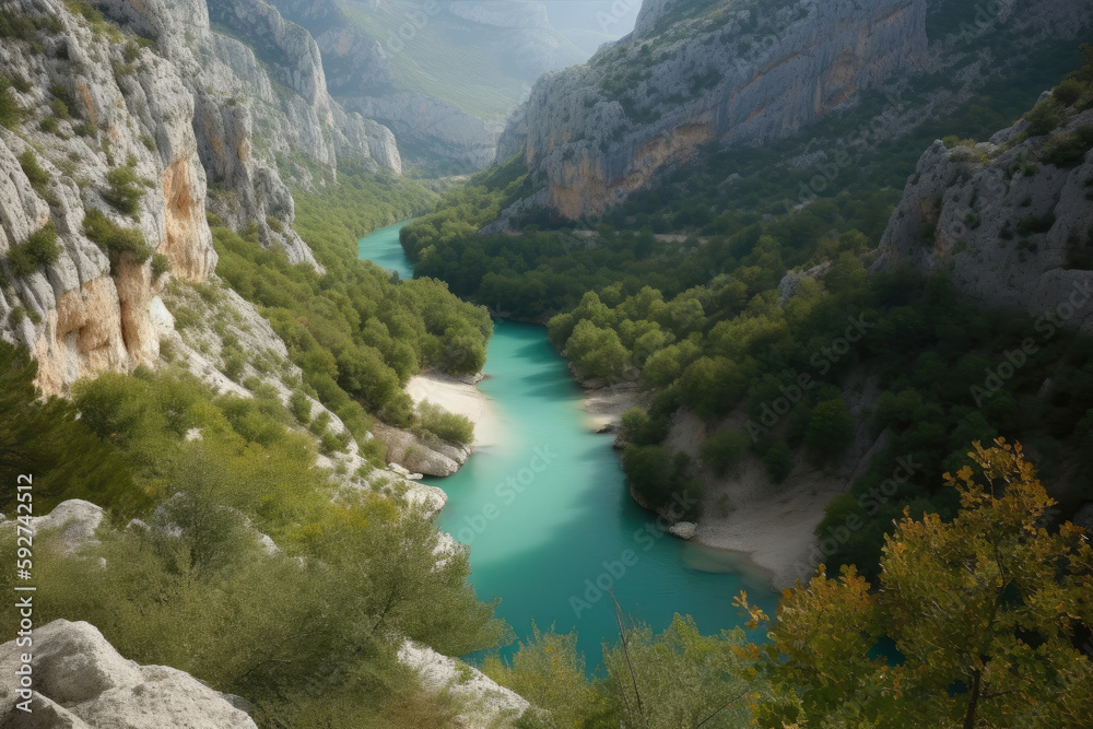 lake and mountains created with Generative AI technology