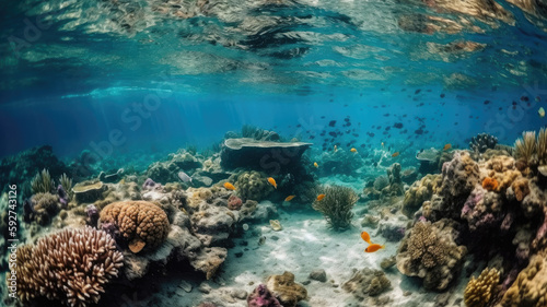 coral reef with fish created with Generative AI technology