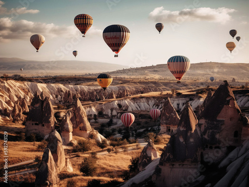 Captivating Image of Hot Air Balloon Ride over Cappadocia - generative ai