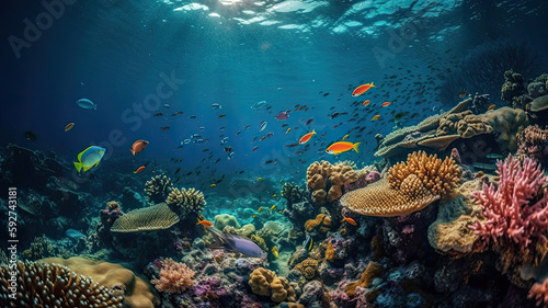 coral reef with fish created with Generative AI technology © Robert Herhold