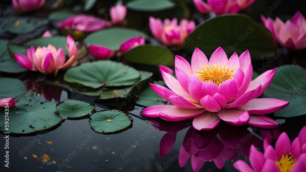 pink water lilies background