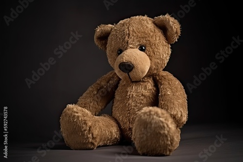 Lonely Brown Teddy Bear - Isolated Toy Looking for a Friend. Generative AI