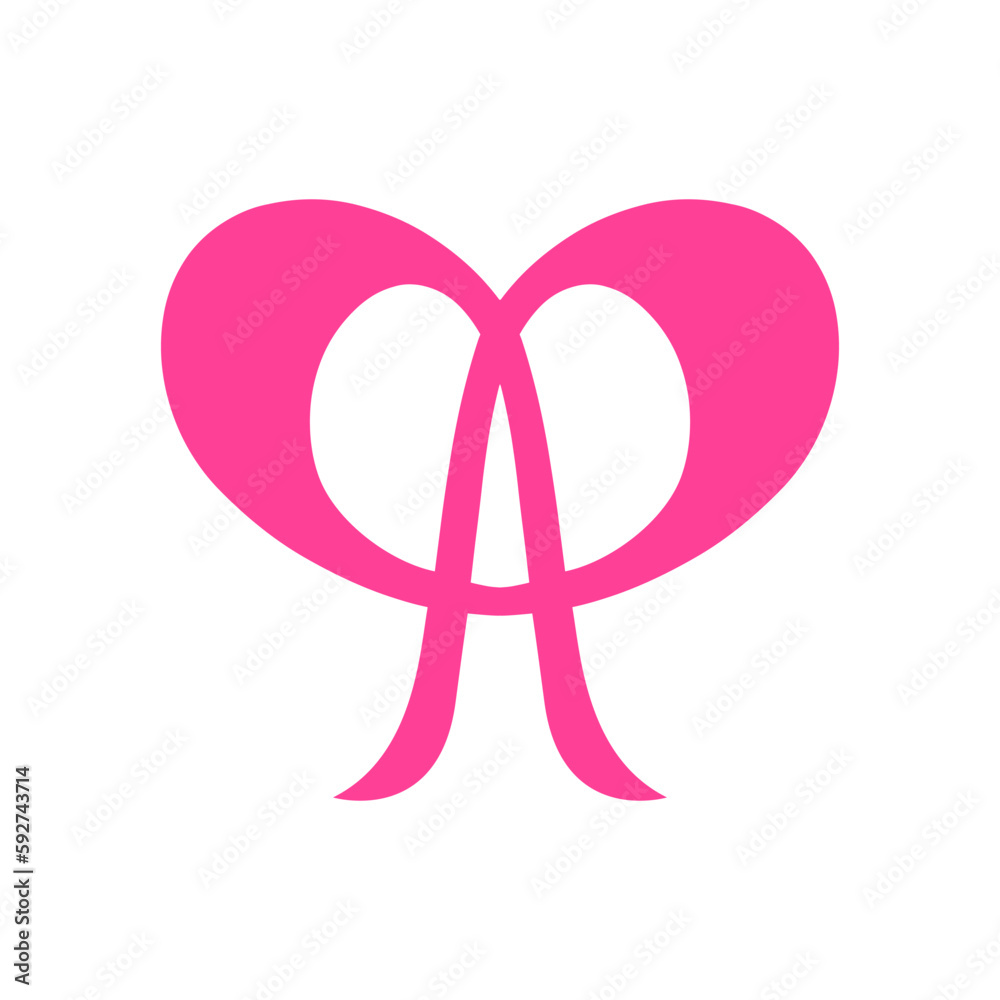 A combination symbol of the letter A and Love 