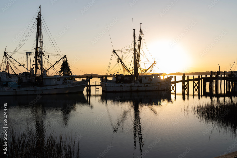 Shrimp boats at Sunset