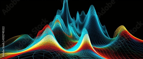 3D color moutains grid flowing