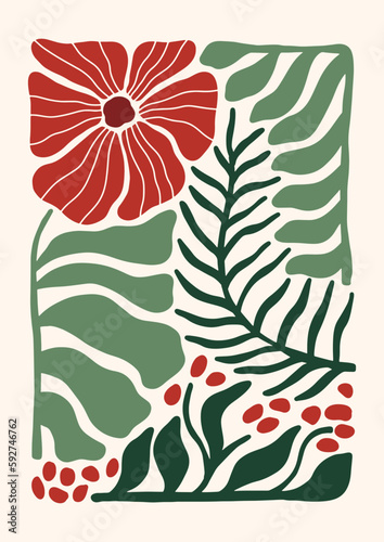 Holiday Poster tile Christmas wall art print xmas bell leaf botanical 70s wall art clipart holly jolly baby card merry tree 