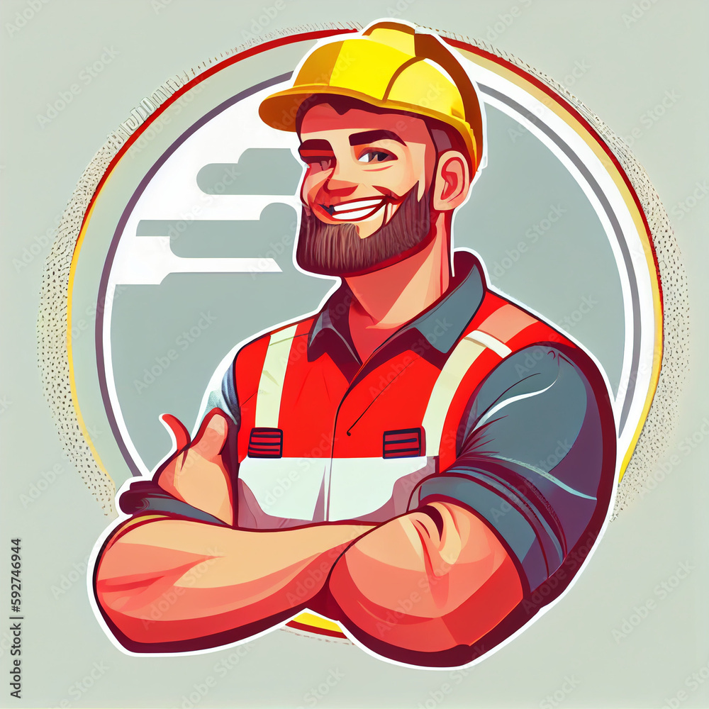 worker with a clipboard digital illustration generative AI worker with a clipboard digital illustration generative AI