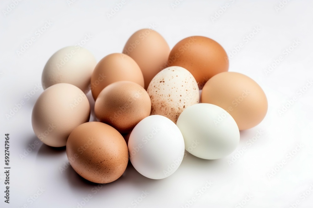 Eggs on White Background. Generative AI Eggs on White Background. Generative AI