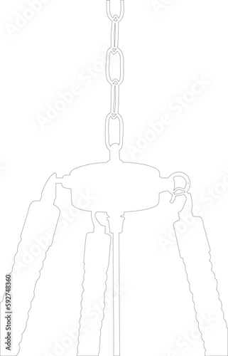 Chandelier silhouette drawing. Pendant light vector drawing