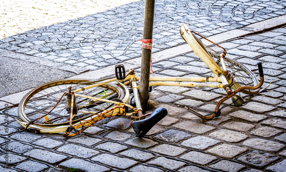 bike - bicycle at a street in munich bike - bicycle at a street in munich