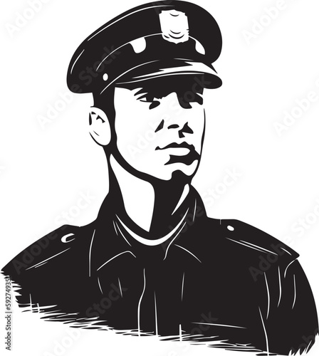 Policeman, Policeman head, Vector illustration, SVG