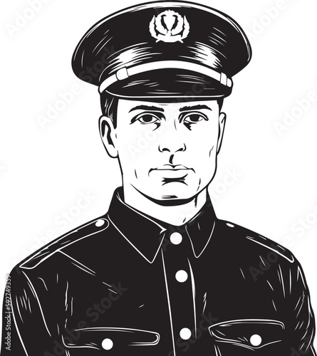 Policeman, Policeman head, Vector illustration, SVG