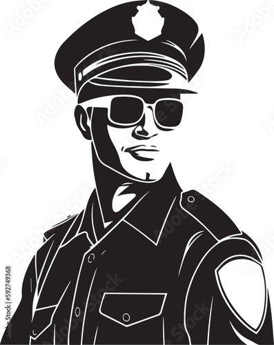 Policeman, Policeman head, Vector illustration, SVG