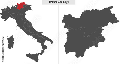 map of Trentino-Alto Adige province of Italy