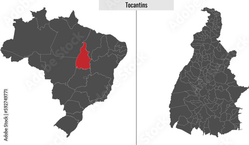 map of Tocantins state of Brazil photo