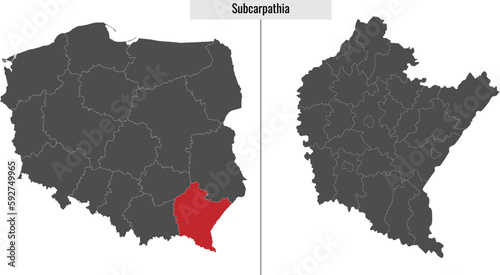map of Subcarpathia voivodship province of Poland