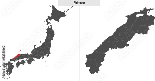 map of Shimane prefecture of Japan