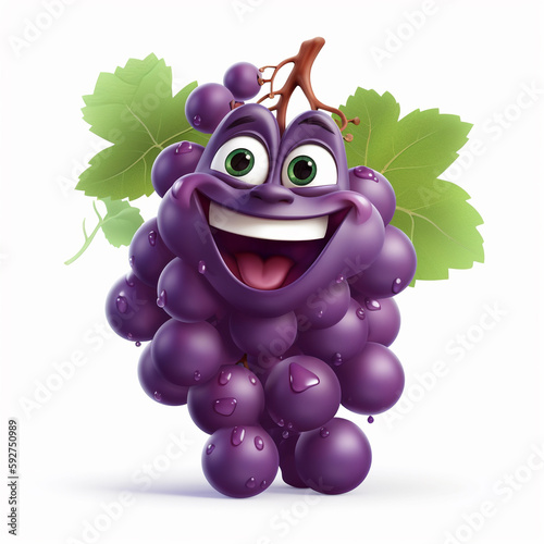 Happiness in Nature: The Playful Grape Laughing Merrily. Generative AI.