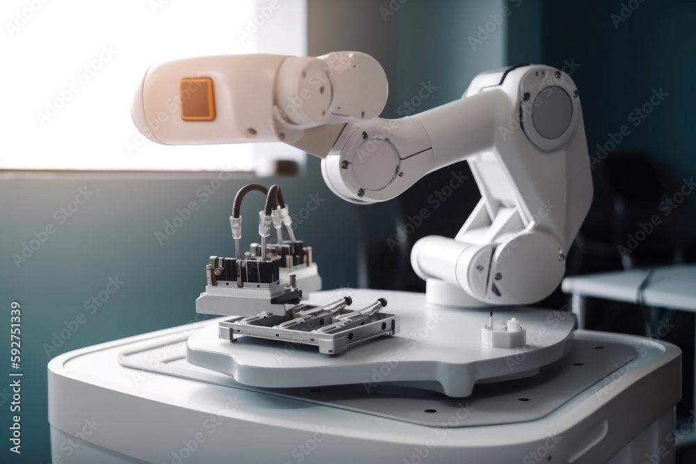 Fototapeta premium Advanced robotic machine at hospital. Generative AI